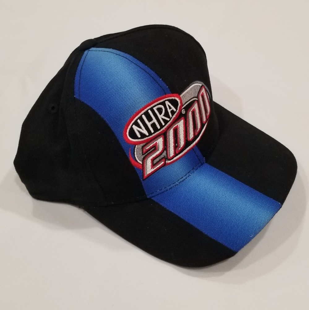 Hat, snapback, NHRA 2000, black w/ blue strip